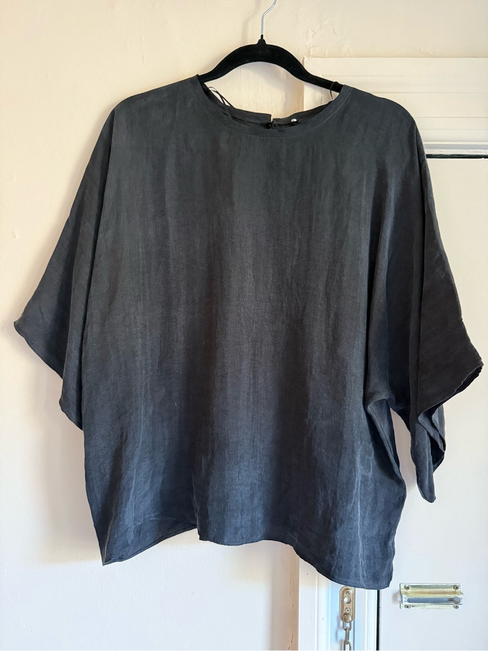 Zara Oversized Short Sleeve Blouse in Charcoal Gray